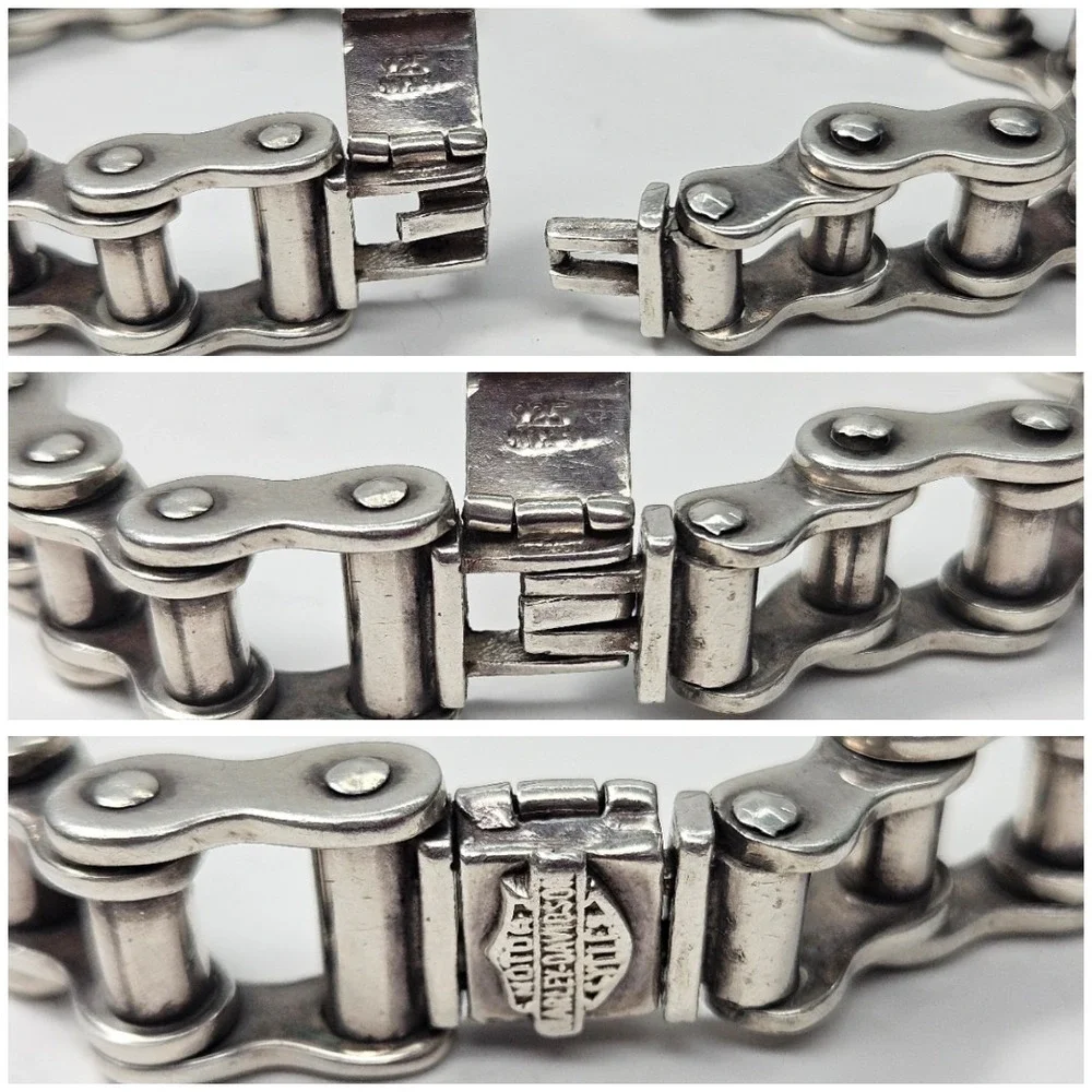 Harley Davidson Emblem 925 Silver 14mm Motorcycle Chain Bracelet 9.5